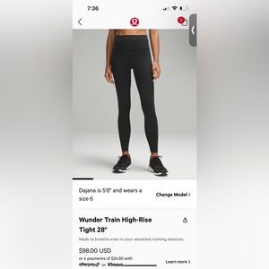 black wunder train high rise 28’ lululemon leggings